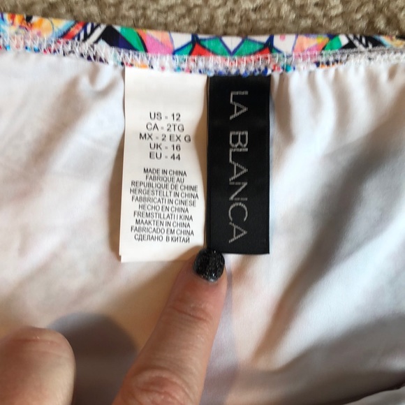 La Blanca Majorca Bikini Bottom orange white swim suit bathing  12 14 - Picture 4 of 7